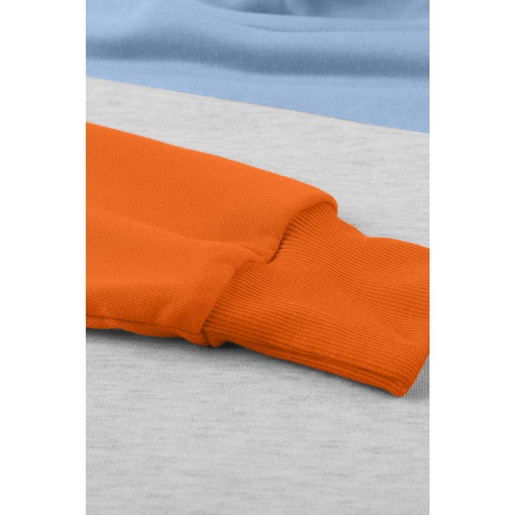 ORANGE GRAY BLUE COWL NECK SLOPING POCKETED DRAWSTRING HOODIE SIZE XL (16-18) - Picture 9 of 11